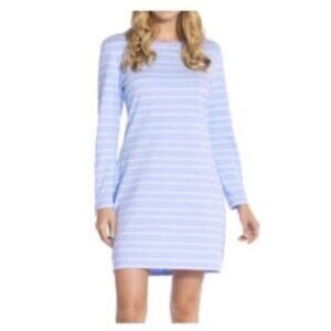 Sail To Sable Striped Preppy Long Sleeve Zipper Back Mini Dress Size Large